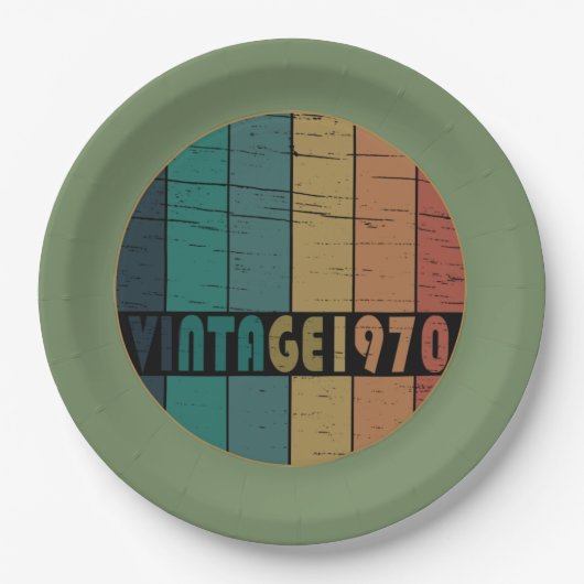 Geboren in 1970 verjaardagscadeau papieren bordje (Voorkant)