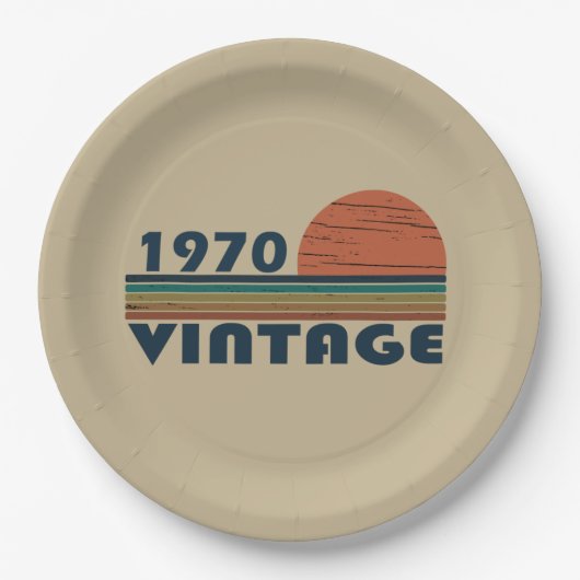 Geboren in 1970 verjaardagscadeau papieren bordje (Voorkant)