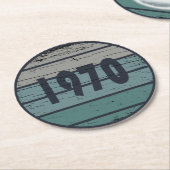 Geboren in 1970  verjaardagscadeau ronde kartonnen onderzetter (Gebogen)