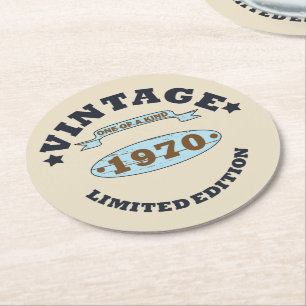 Geboren in 1970  verjaardagscadeau ronde kartonnen onderzetter