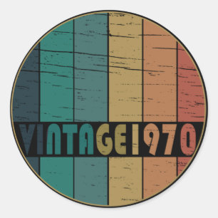 Geboren in 1970 Vintage Verjaardagsfeest Cadeau Ronde Sticker