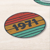 Geboren in 1971 op  leeftijd ronde kartonnen onderzetter (Gebogen)