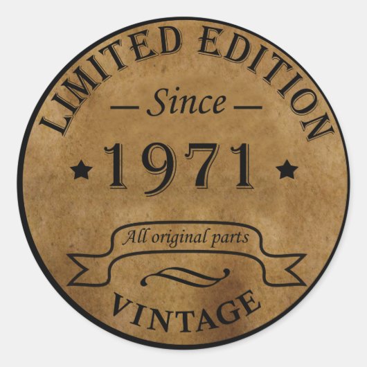 Geboren in 1971 op leeftijd ronde sticker (Voorkant)