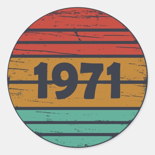 Geboren in 1971 op  leeftijd ronde sticker (Voorkant)
