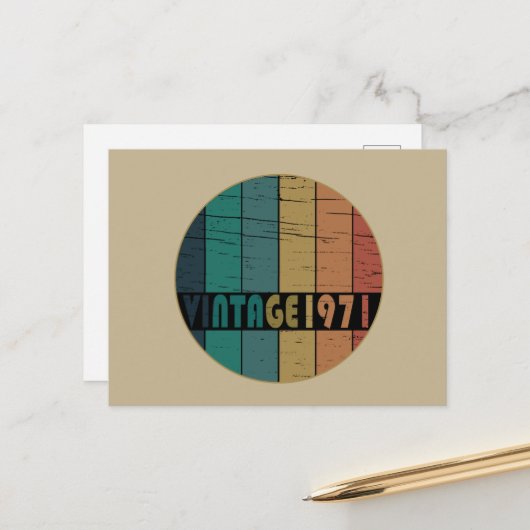 Geboren in 1971 verjaardagscadeau feestdagenkaart (Voorkant / Achterkant in situ)