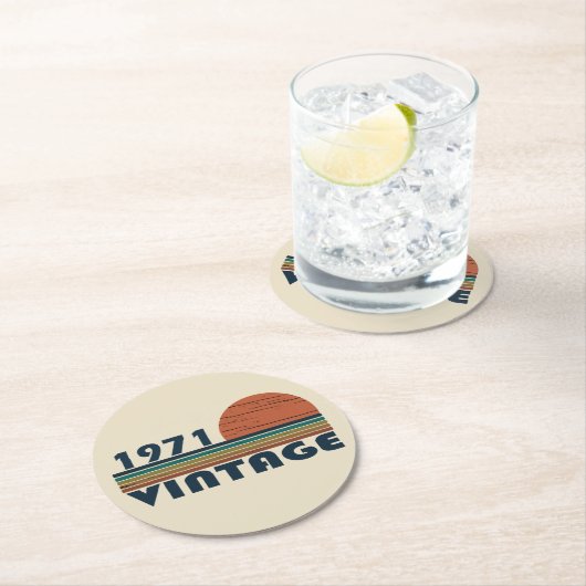 Geboren in 1971  verjaardagscadeau ronde kartonnen onderzetter (Insitu)