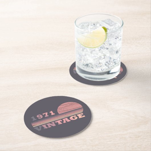 Geboren in 1971 verjaardagscadeau ronde kartonnen onderzetter (Insitu)