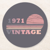 Geboren in 1971 verjaardagscadeau ronde kartonnen onderzetter (Voorkant)