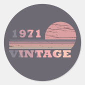 Geboren in 1971  verjaardagscadeau ronde sticker (Voorkant)