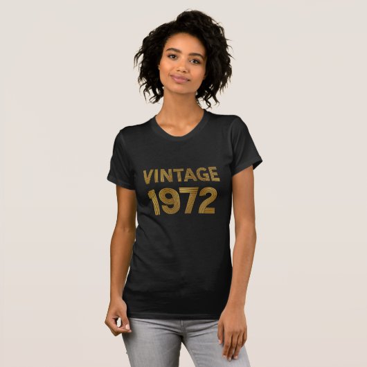  Geboren in 1972 Black-Gold Verjaardag T-shirt (Voorkant volledig)
