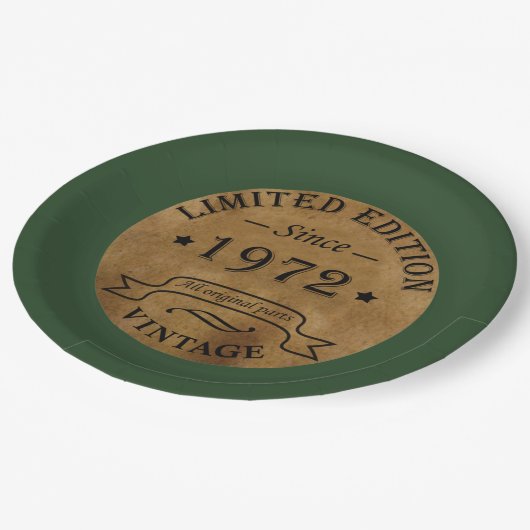 geboren in 1972  verjaardag papieren bordje (Gekanteld)