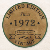 geboren in 1972  verjaardag ronde kartonnen onderzetter (Voorkant)