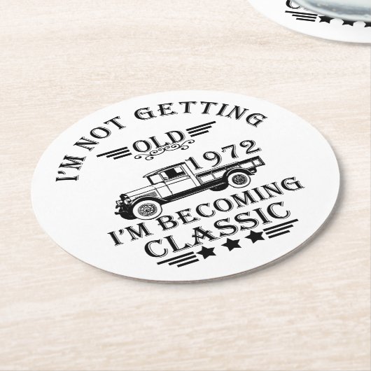 geboren in 1972  verjaardagscadeau mannen cadeau ronde kartonnen onderzetter (Gebogen)