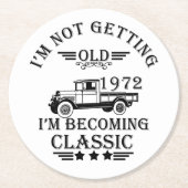 geboren in 1972  verjaardagscadeau mannen cadeau ronde kartonnen onderzetter (Voorkant)