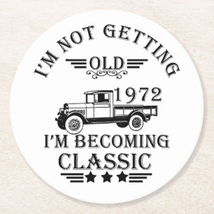 geboren in 1972  verjaardagscadeau mannen cadeau ronde kartonnen onderzetter