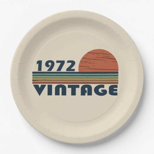 Geboren in 1972 verjaardagscadeau papieren bordje (Voorkant)