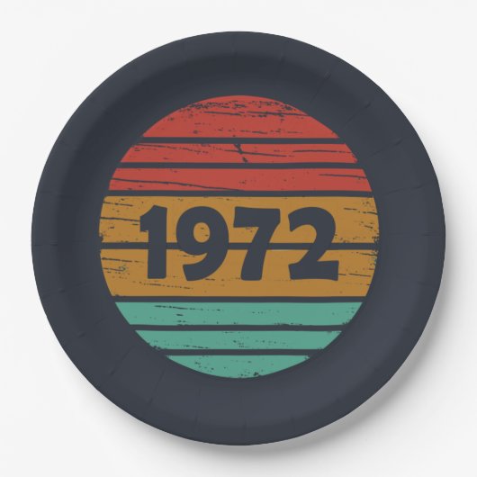 Geboren in 1972  verjaardagscadeau papieren bordje (Voorkant)