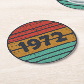 Geboren in 1972  verjaardagscadeau ronde kartonnen onderzetter (Gebogen)