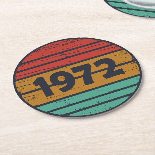 Geboren in 1972  verjaardagscadeau ronde kartonnen onderzetter (Gebogen)