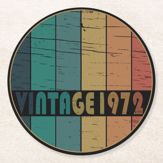 Geboren in 1972  verjaardagscadeau ronde kartonnen onderzetter (Voorkant)