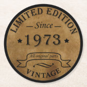 Geboren in 1973 op  verjaardag ronde kartonnen onderzetter (Voorkant)