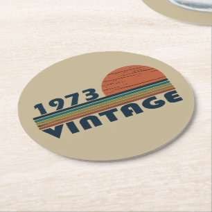 Geboren in 1973  verjaardagscadeau ronde kartonnen onderzetter