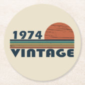 Geboren in 1974  50ste verjaardagsfeest ronde kartonnen onderzetter (Voorkant)