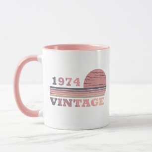 Geboren in 1974 elegante moderne vintage verjaarda mok