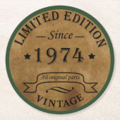 Geboren in 1974 op verjaardag ronde kartonnen onderzetter (Voorkant)