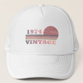 geboren in 1974  verjaardag roze en paars trucker pet (Voorkant)