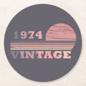 Geboren in 1974 verjaardagscadeau ronde kartonnen onderzetter (Voorkant)
