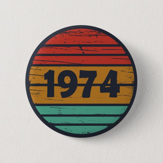Geboren in 1974 verjaardagsfeest ronde button 5,7 cm (Voorkant)