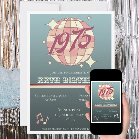 Geboren in 1975 50ste verjaardag Uitnodiging