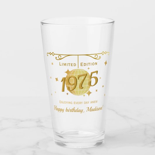 Geboren in 1975 50ste verjaardagsfeest drink barwa glas (Voorkant)