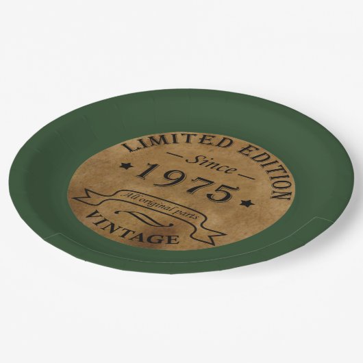 Geboren in 1975  50ste verjaardagsfeest papieren bordje (Gekanteld)