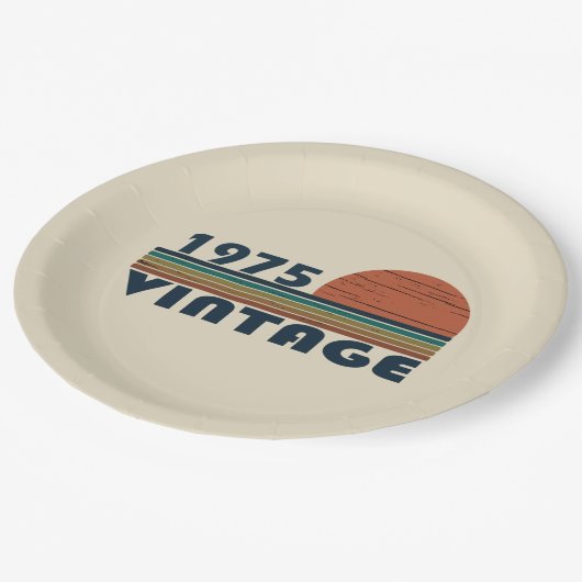 Geboren in 1975 50ste verjaardagsfeest papieren bordje (Gekanteld)