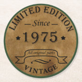 Geboren in 1975 50ste verjaardagsfeest ronde kartonnen onderzetter (Voorkant)