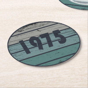 Geboren in 1975  50ste verjaardagsfeest ronde kartonnen onderzetter