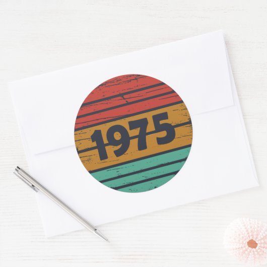 Geboren in 1975 50ste verjaardagsfeest ronde sticker (Envelop)