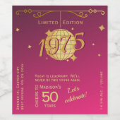 geboren in 1975 50ste verjaardagsfeest wijnlabel wijn etiket (Enkel label)