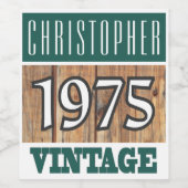 Geboren in 1975 - Gepersonaliseerd geboortejaar Wijn Etiket (Enkel label)