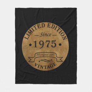 Geboren in 1975 vintage verjaardagscadeau fleece deken