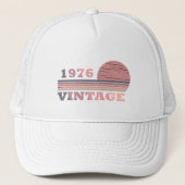 geboren in 1976 verjaardag roze en paars trucker pet (Voorkant)