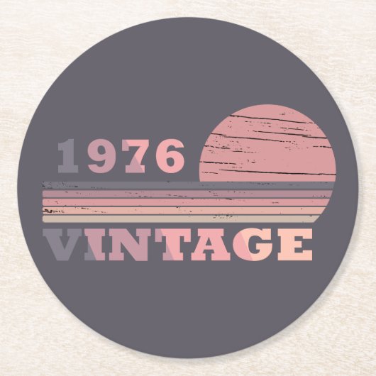 Geboren in 1976  verjaardagscadeau ronde kartonnen onderzetter (Voorkant)