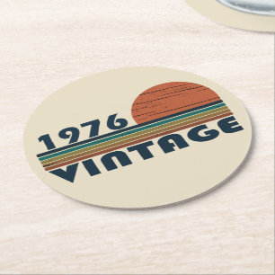 Geboren in 1976  verjaardagscadeau ronde kartonnen onderzetter
