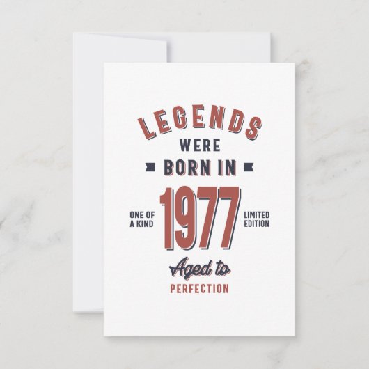 Geboren in 1977. RSVP kaartje (Voorkant)