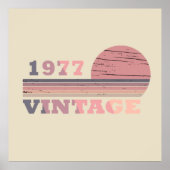 geboren in 1977  verjaardag roze en paars poster (Voorkant)