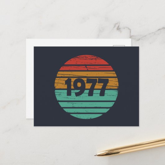 Geboren in 1977  verjaardagscadeau feestdagenkaart (Voorkant / Achterkant in situ)