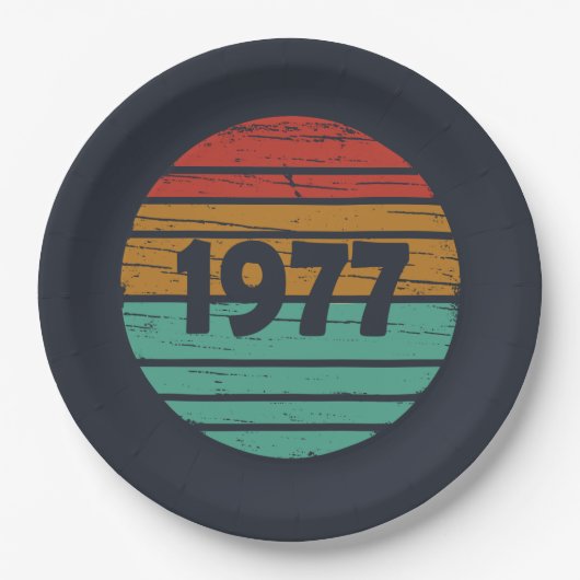 Geboren in 1977  verjaardagscadeau papieren bordje (Voorkant)