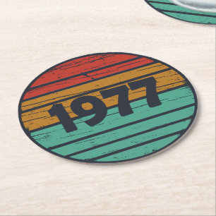 Geboren in 1977  verjaardagscadeau ronde kartonnen onderzetter